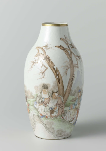 Ovoid vase with the Eight Immortals seated in a landscape - Anonymous