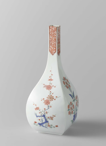 Square bottle with prunus and stylized flowers - Anonymous