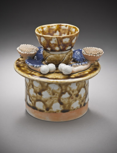 Cup Stand and Sake Cup with Lotus Pod Design - Unknown
