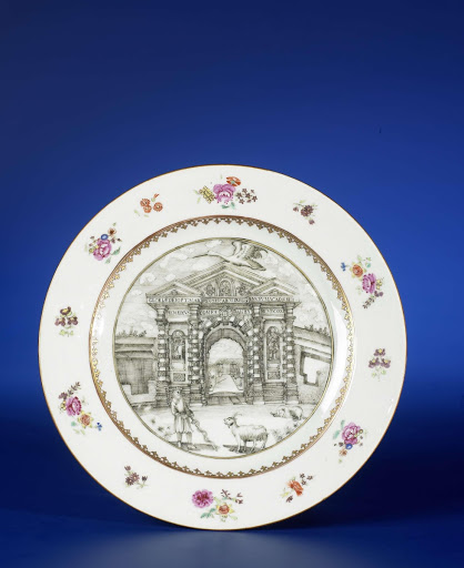 Plate with Jacob Bobart in front of the Danby-gate in Oxford - Anonymous