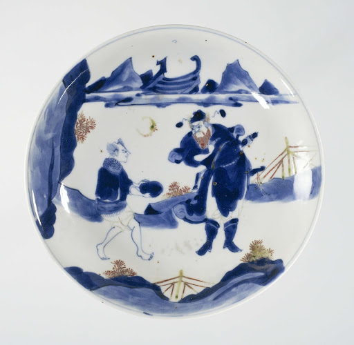Saucer-dish with two figures in a landscape - Anonymous