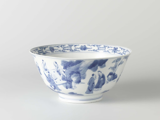 Bell-shaped bowl with a continuous landscape with figures - Anonymous
