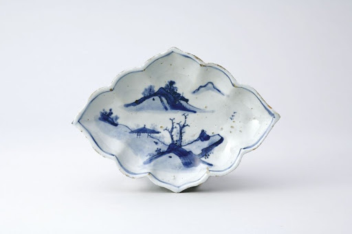 Dish, One of a Set of Five, Design of Landscape in Underglaze Blue; Kosometsuke Type - Unknown
