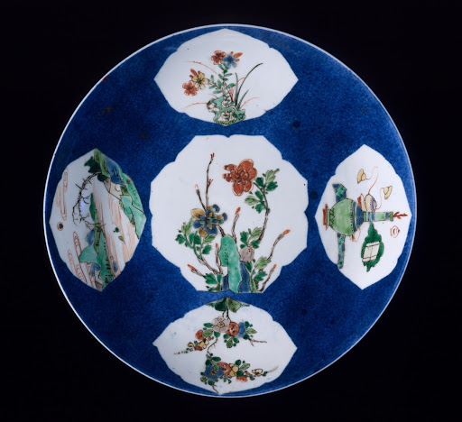 Dish (Pan) with Flowers, Landscapes, and Vessels with Musical Instruments - Unknown