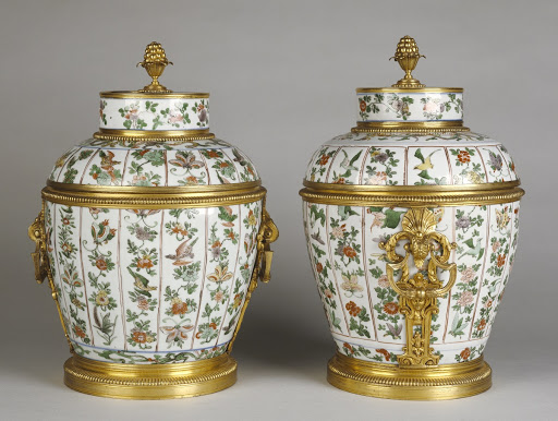 Pair of Mounted Lidded Vases - Unknown