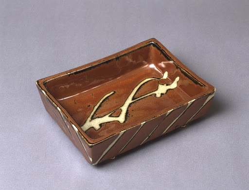 Square tray with "kaki" glaze - Shoji Hamada (1894-1978)