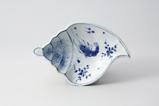 Dish, One of a Set of Five, Conch and Shrimp Design in Underglaze Blue ; Kosometsuke Type - Unknown