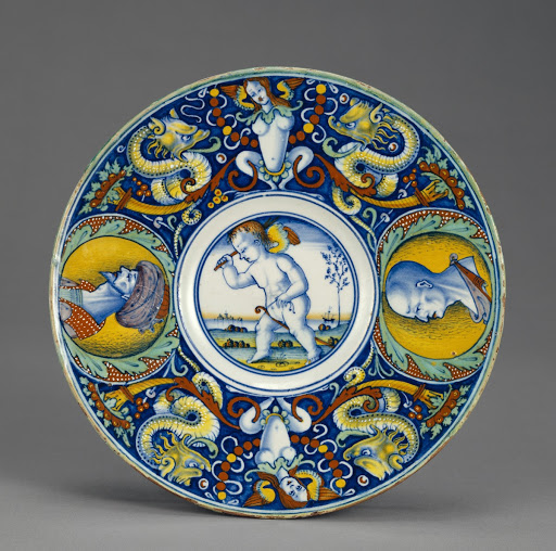 Plate with a Winged Putto on a Hobbyhorse - Unknown