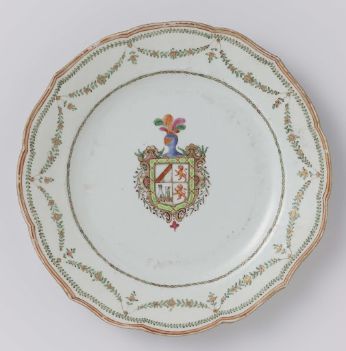 Plate with a coat of arms and garlands - Anonymous