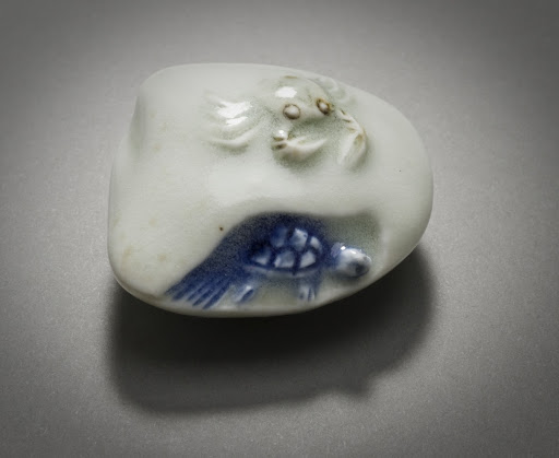 Netsuke in the Form of Clamshell with Attached Crab and Long-tailed Turtle - Unknown