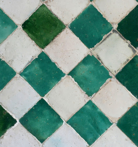 Green and white chequered tiles - Unknown