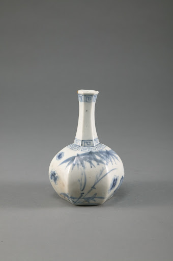 Blue and White Porcelain Hexagon Bottle - Unknown