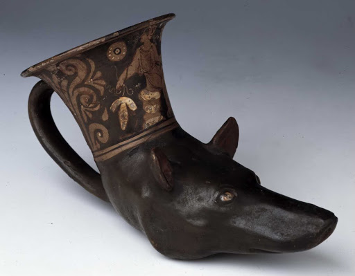 Rhyton with the Head of a Laconian Dog - Workshop of the Patera and Baltimore Painters