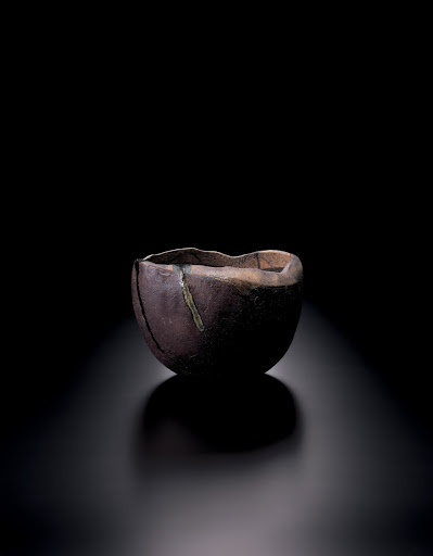 Black Raku Tea Bowl, yakinuki type, called ASHIFUNE - Raku Kichizaemon