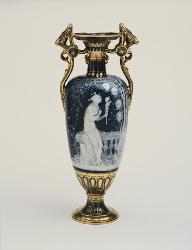 Vase entitled Folie or Jester - Decoration designed and executed by Marc-Louis-Emmanuel Solon, French, 1835 - 1913