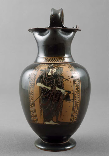Oinochoe (Wine Pitcher) with Herakles and Athena - Greek
