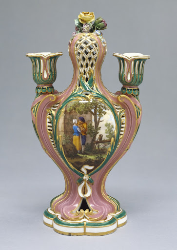 Pair of Vases (pot-pourri à bobèches) - Painted by Charles-Nicolas Dodin, after engraved designs by David Teniers the Younger, Sèvres Manufactory