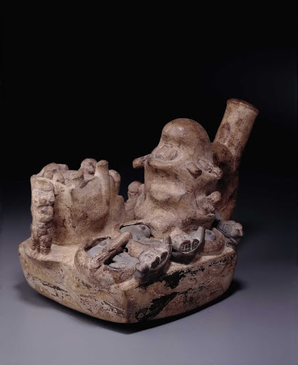 Sculptural ceramic ceremonial vessel that represents a temple in the islands ML010853 - Moche style