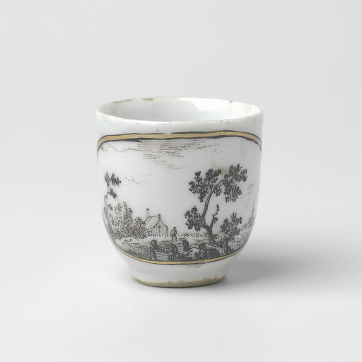 Cup with handle with European landschape in a medallion - Anonymous