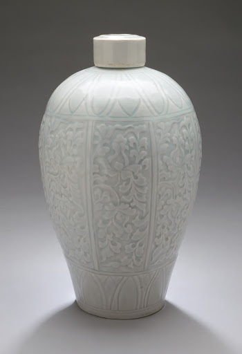Lidded Prunus Vase (Meiping) with Lotus Sprays - Unknown