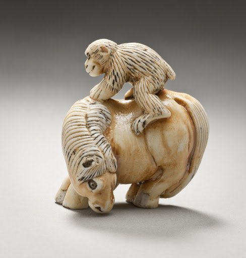 Netsuke in the Form of a Monkey on a Horse - Unknown