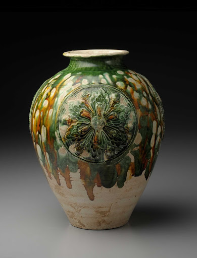 JAR, Earthenware with applied medallions of baoxianghua under three-color glaze
/Important Art Object of Japan - unknown