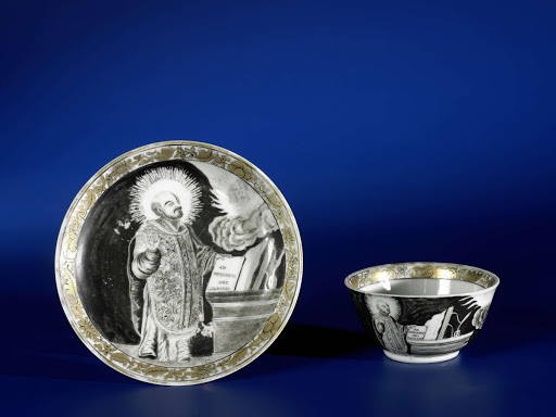Bell-shaped cup and saucer with an image of Ignatius de Loyola - Anonymous