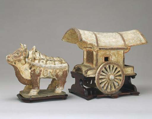Ox and car, Painted Earthenware - unknown