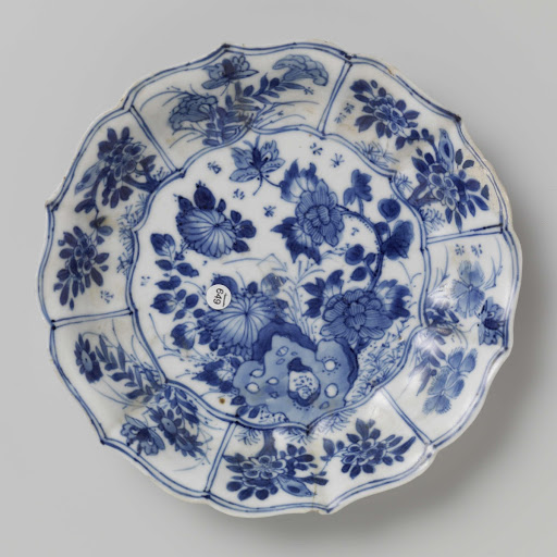 Saucer with rocks, flower sprays and butterflies - Anonymous