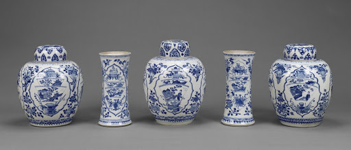 Garniture of Three Lidded Vases and Two Open Vases - Unknown