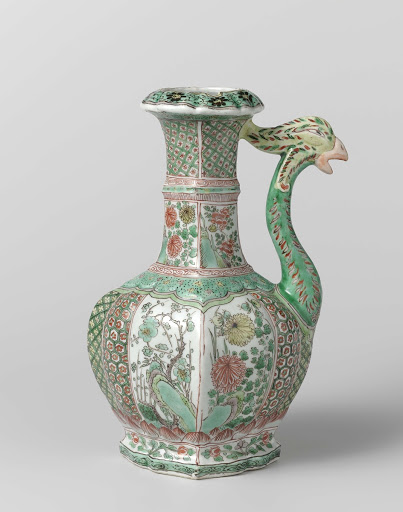 Ewer with flower sprays and spout shaped like a feng huang - Anonymous