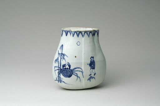 Flower Vase, Design of Child and Crab in Underglaze Blue; Kosometsuke Type - Unknown