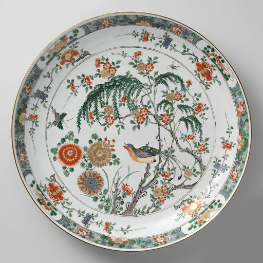 Saucer-dish with flower sprays, birds and insects - Anonymous