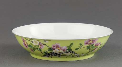 Dish with flowering trees
