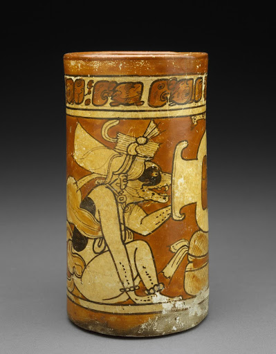 Vessel with Monkey and Dog Gods - Maya