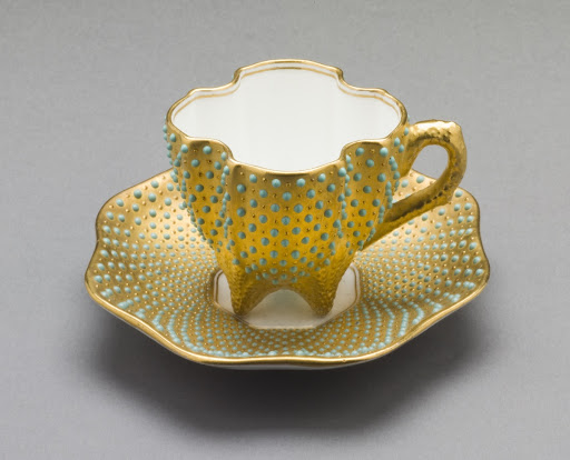 Demi-tasse Cup and Saucer with Sea-urchin Foam - Coalport Porcelain Works