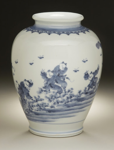 Vase with Design of Seven Chinese Boys - Unknown