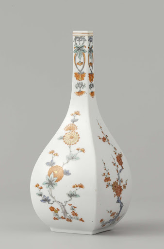 Square bottle with prunus and chrysanthemum - Anonymous