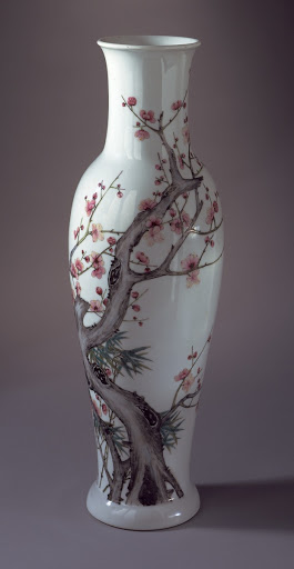Prunus Vase (Meiping) with Bamboo and Blossoming Plum Tree - Unknown