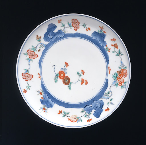 Dish with Pomegranate, Peony, and Rock Motifs - Unknown