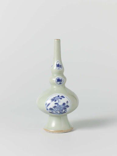 Rosewater sprinkler or bottle with celadon glaze and flower sprays - Anonymous