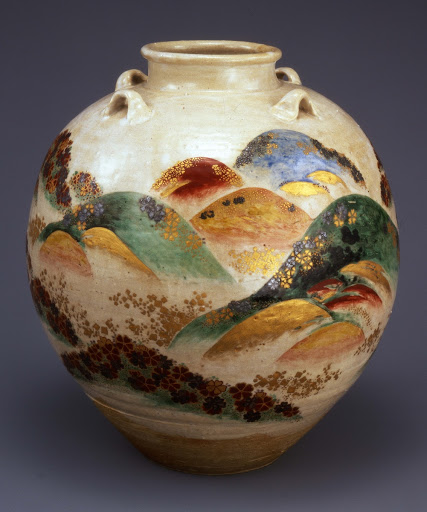 Tea Leaf Jar with Design of Mt.Yoshino (Important Cultural Property) - NONOMURA Ninsei