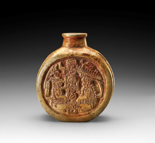Flask with Glyphs and Seated Figures - Maya