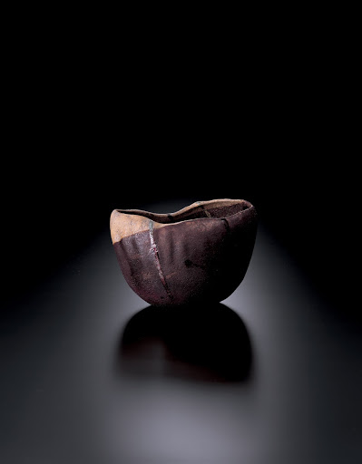 Black Raku Tea Bowl, yakinuki type, SASAFUNE - Raku Kichizaemon