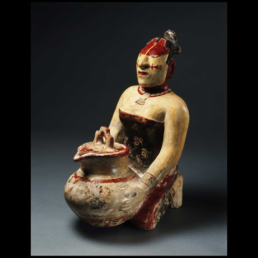 Kneeling noble woman holding a lidded jar - Maya