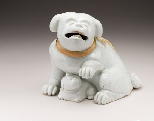 Okimono in the Form of a Dog with Ruffled Collar and a Puppy - Unknown
