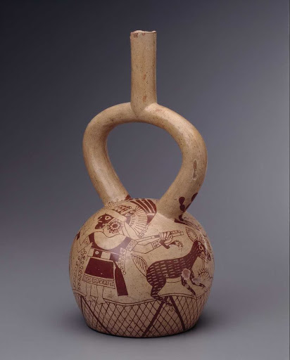 Ceramic ceremonial vessel that represents a deer hunt scene ML013628 - Moche style
