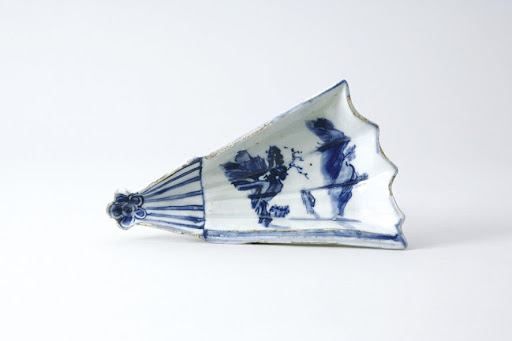 Fan Shaped Dish, One of a Set of Ten, Design of Landscape in Underglaze Blue; Kosometsuke Type - Unknown