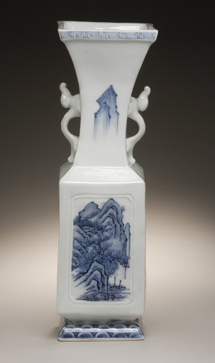 Squared Baluster Vase with Landscape Panel Designs - Unknown