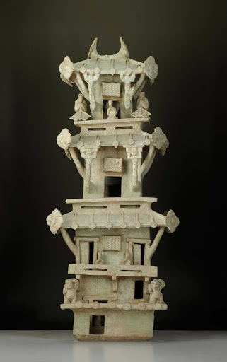 TOWERED PAVILION, Earthenware with green glaze
/ Important Art Object of Japan - unknown